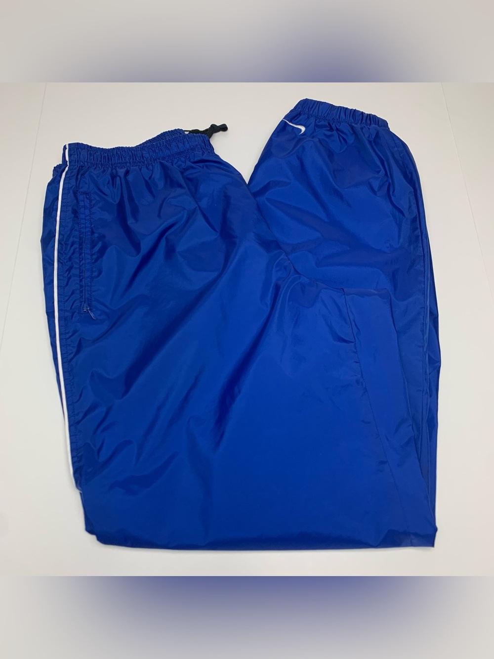 Y2K Nike Team Track Pants Vintage Blue Baggy Lined Ankle Zip Swoosh Mens Size XL